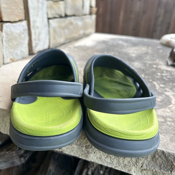CROCS Modi Sport slip on clogs Gray & Green ventilated comfort shoes Sz-M5 W7. Q - Picture 5 of 10